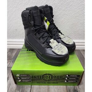 Interceptor Men's Black Leather Tactical Steel Toe Force Boots Sz 11
